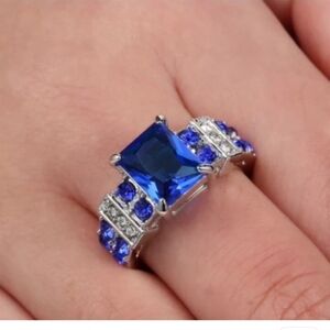 New With Tags Blue and Silver Women's Ring